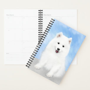 Samoyed Puppy Painting - Cute Original Dog Art Planner