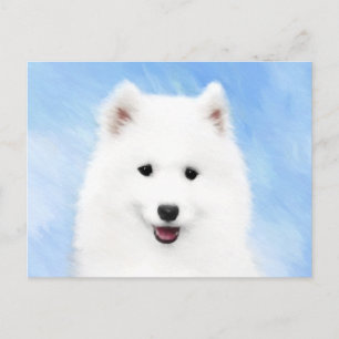 Samoyed Puppy Painting - Cute Original Dog Art Postcard