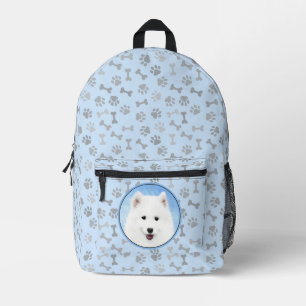 Samoyed Puppy Painting - Cute Original Dog Art Printed Backpack