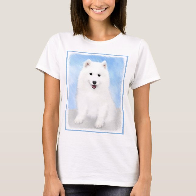 Samoyed Puppy Painting - Cute Original Dog Art T-Shirt (Front)