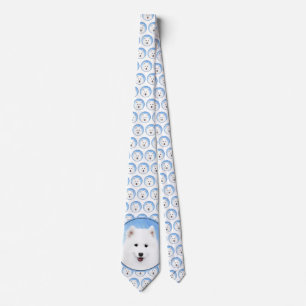 Samoyed Puppy Painting - Cute Original Dog Art Tie