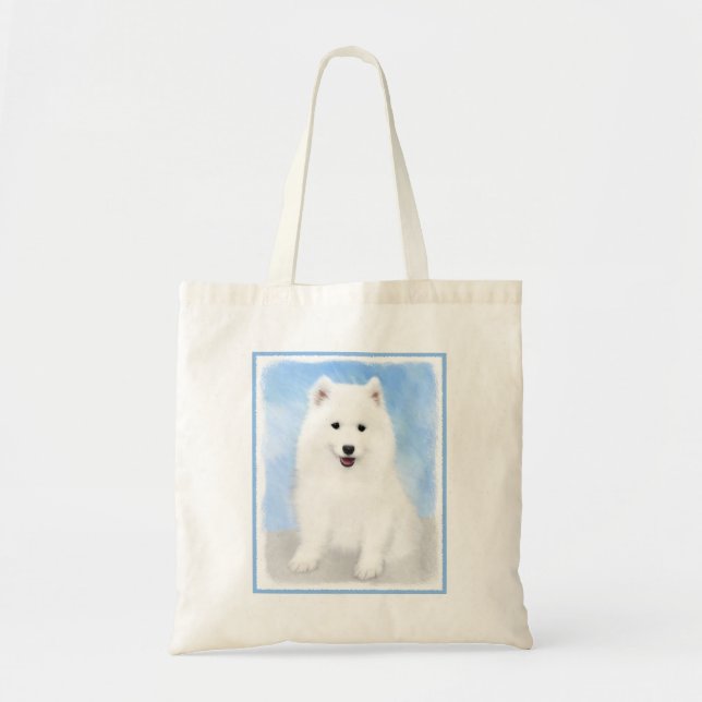Samoyed Puppy Painting - Cute Original Dog Art Tote Bag (Front)