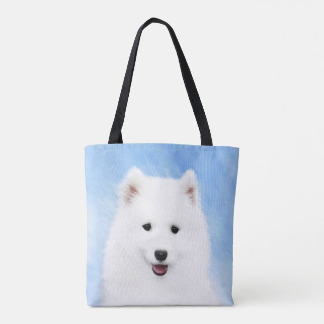 Samoyed Puppy Painting - Cute Original Dog Art Tote Bag (Back)