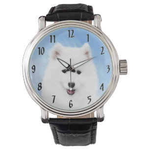 Samoyed Puppy Painting - Cute Original Dog Art Watch