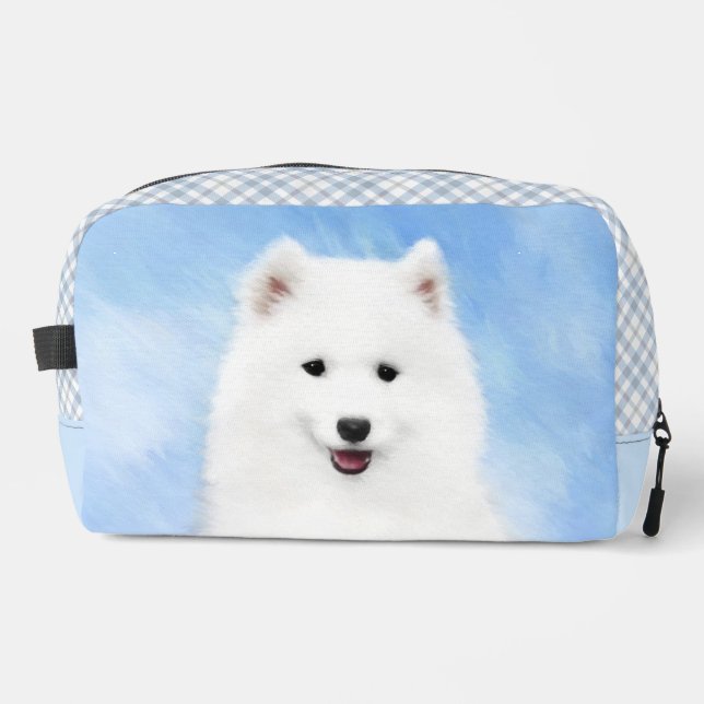 Samoyed Puppy Painting White Cute Original Dog Art Dopp Kit (Front)