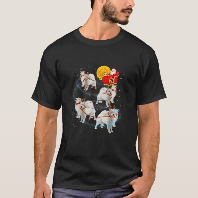 Samoyed Reindeer Christmas T Lights Pajama T-Shirt (Front)