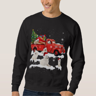 Samoyed Riding Red Truck Merry Christmas X-mas Ugl Sweatshirt