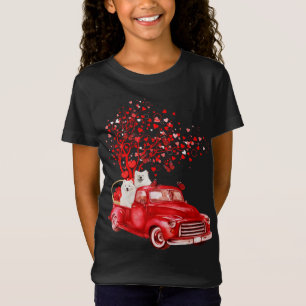 Samoyed Riding Red Truck Valentine Butterfly Heart T-Shirt