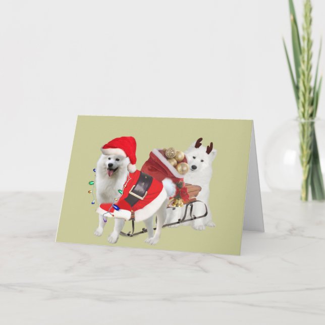 Samoyed Santa and Helper Cards (Front)
