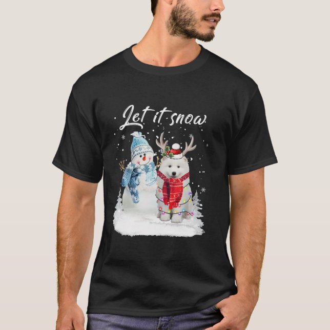 Samoyed Santa Dog Christmas Snowman Xmas Pajama T-Shirt (Front)