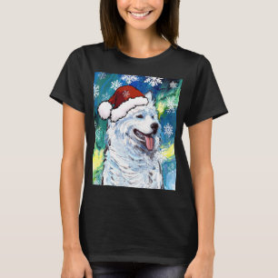 Samoyed Santa Northern Lights Night Dog Christmas T-Shirt