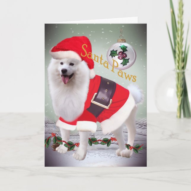 Samoyed Santa Paws Cards (Front)