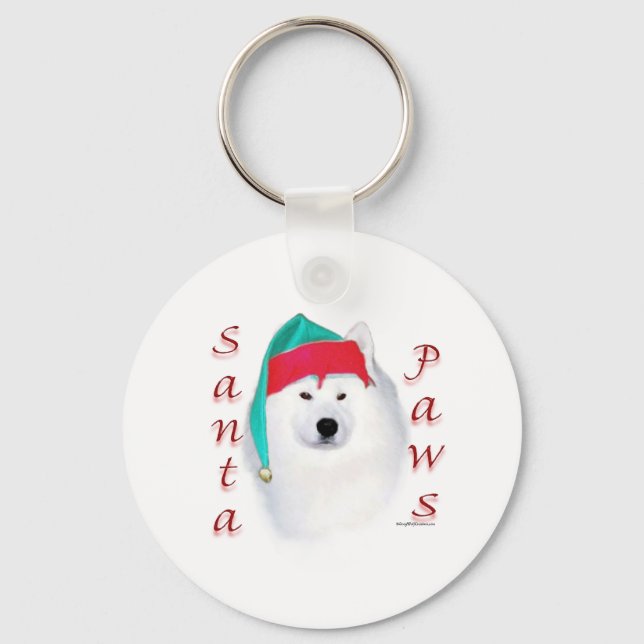 Samoyed Santa Paws Key Ring (Front)