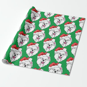 Samoyed Santa Wrapping Paper--Matte, Glossy &Linen Paper