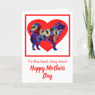 Samoyed Silhouette Dog Red Heart Mother’s Day Card