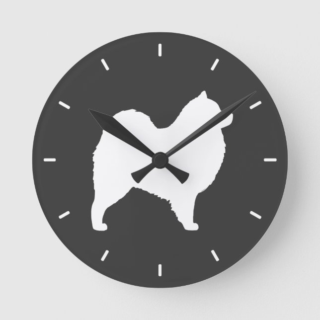 Samoyed Silhouette Round Clock (Front)