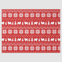 Samoyed Silhouettes Christmas Pattern Red
