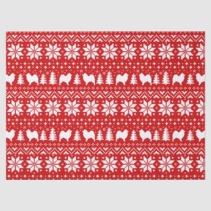 Samoyed Silhouettes Christmas Pattern Red Tissue Paper