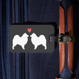 Samoyed Silhouettes with Heart and Text Luggage Tag