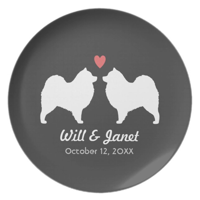 Samoyed Silhouettes with Heart and Text Plate (Front)