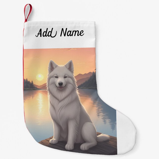 Samoyed Small Christmas Stocking (Front)