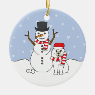 Samoyed & Snowman Ornament