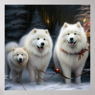 Samoyed Snowy Sleigh Christmas Decor