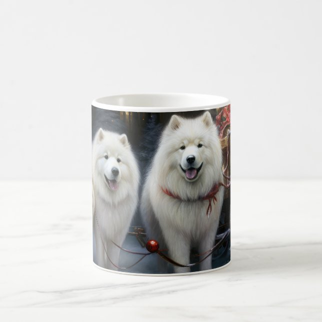 Samoyed Snowy Sleigh Christmas Decor Coffee Mug (Center)