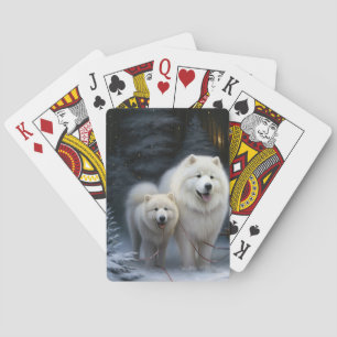 Samoyed Snowy Sleigh Christmas Decor Playing Cards