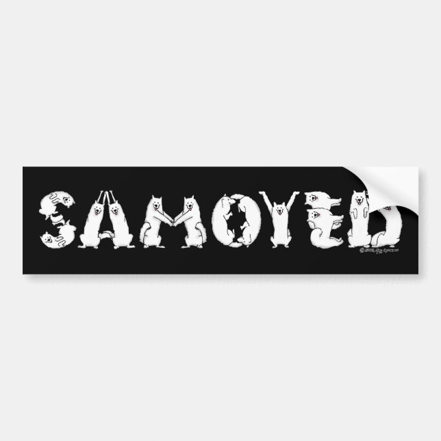Samoyed Spelled in Samoyed Dogs Letters Funny Bumper Sticker (Front)