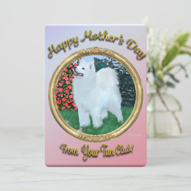 Samoyed Theme Mother's Day Flat Card Personalise (Standing Front)