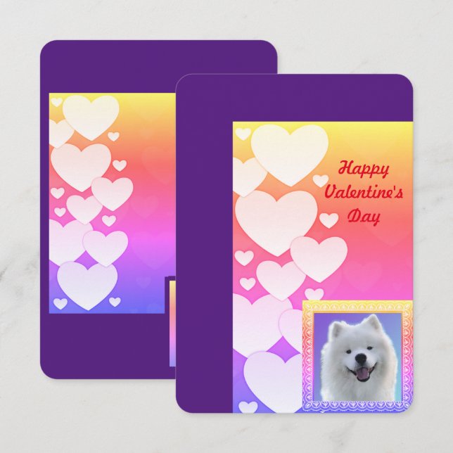 Samoyed Valentine's Day Flat Thank You Card (Front/Back)