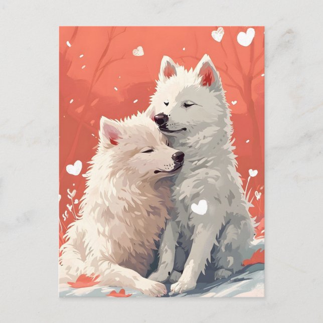Samoyed Valentine's day  Postcard (Front)