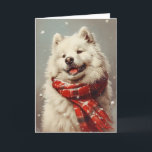 Samoyed vintage personalised Christmas  Holiday Card<br><div class="desc">Wishing you a pawsitively festive season! This Christmas card features an adorable Samoyed donning a Santa hat, spreading cheer with its fluffy charm. The whimsical image captures the spirit of the holidays, promising warmth and joy. Send your loved ones a furry dose of holiday happiness with this heartwarming card, as...</div>