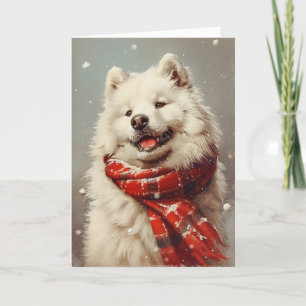 Samoyed vintage personalised Christmas  Holiday Card