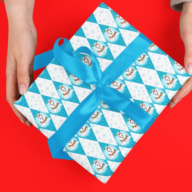 Samoyed Winter Holiday Diamond Pattern  Wrapping Paper Sheet (Samoyed's snowy dance, diamond patterns, winter's gift, warmth on paper.)