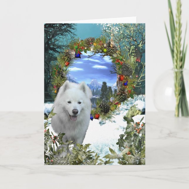 Samoyed  World Holiday Card (Front)