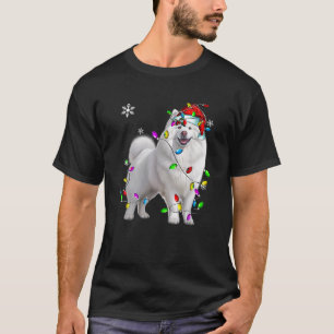 Samoyed Wrapped In Christmas Lights Dog T-Shirt