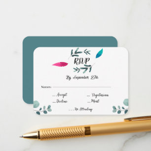 Sample calligraphy forest vibe RSVP Enclosure Card