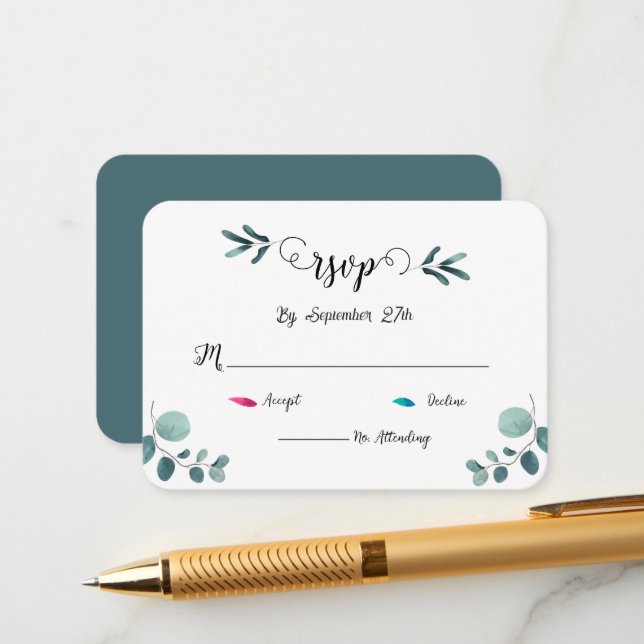  Sample calligraphy forest vibe RSVP Enclosure Card (Front/Back In Situ)