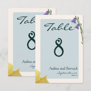 Sample classic golden green wedding table number