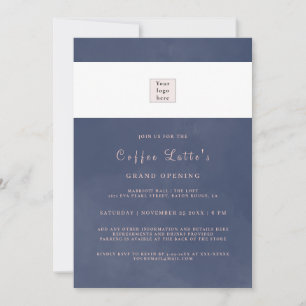 Sample Classic Navy Blue Smoke Business Opening Invitation