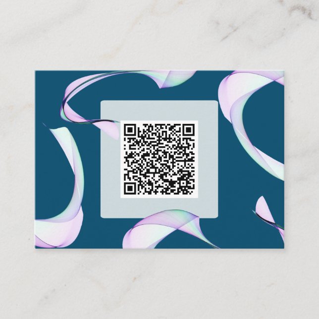 Sample classic purple dark blue QR code RSVP  Enclosure Card (Front)