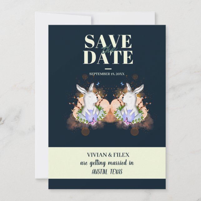 Sample Dark Green Easter Bunny Save The Date   Invitation (Front)
