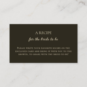 Sample Dark Green Typography Bridal Shower Recipe Enclosure Card