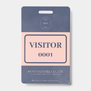 Sample Dry Navy Blue Barcode Visitor Card ID Badge