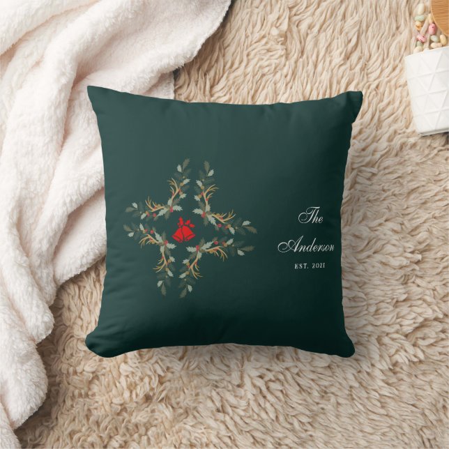 Sample Emerald Floral Holiday Christmas Family Cushion (Blanket)