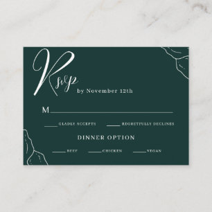 Sample Emerald Green Line Art Wedding RSVP Enclosure Card