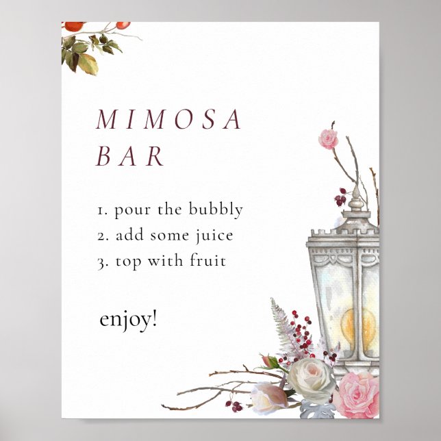 Sample Floral Roses & Lantern Mimosa Bar Sign (Front)