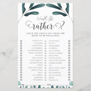 Sample Greenery Eucalyptus Bridal Shower Game